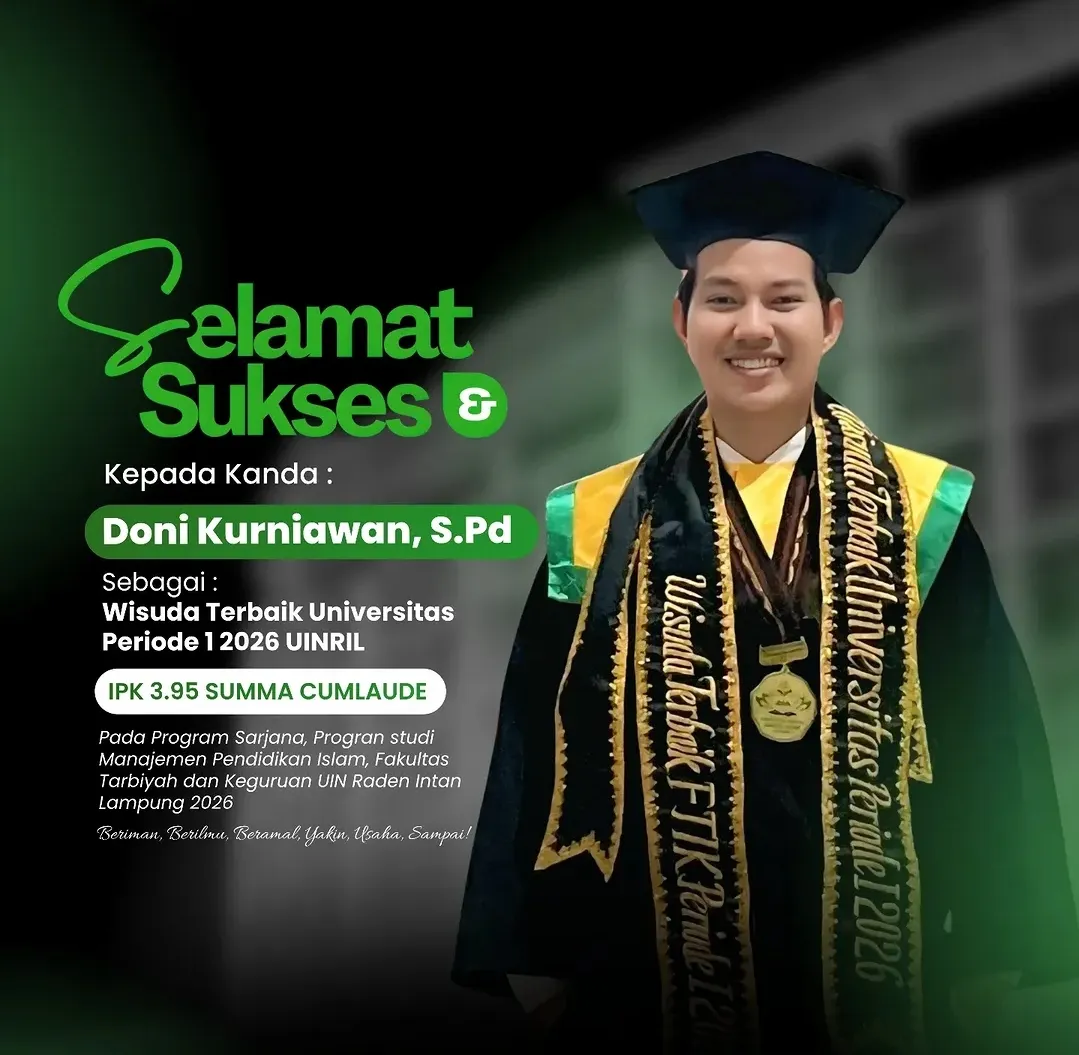 HMI Komisariat Tarbiyah UIN RIL Ucapkan Selamat atas Prestasi Doni Kurniawan, S.Pd sebagai Wisudawan Terbaik